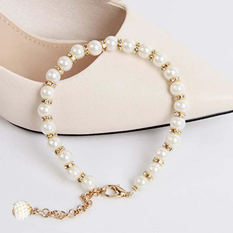 Women Shoelaces for High Heels Pearl Heels Band