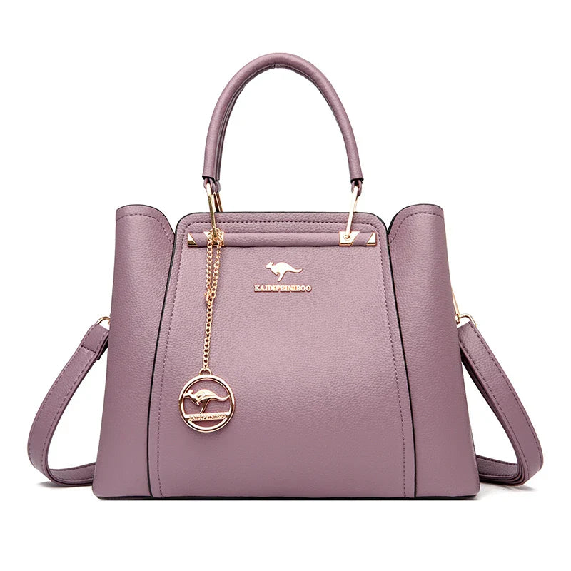 Women Soft Leather Handbags Luxury Designer 3 Layers