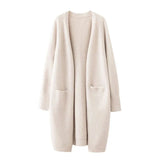 Women Solid Color Loose Thick Warm Sweater Cardigan