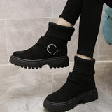 Women Warm Snow Boots Suede Knitting Stretch Ladies