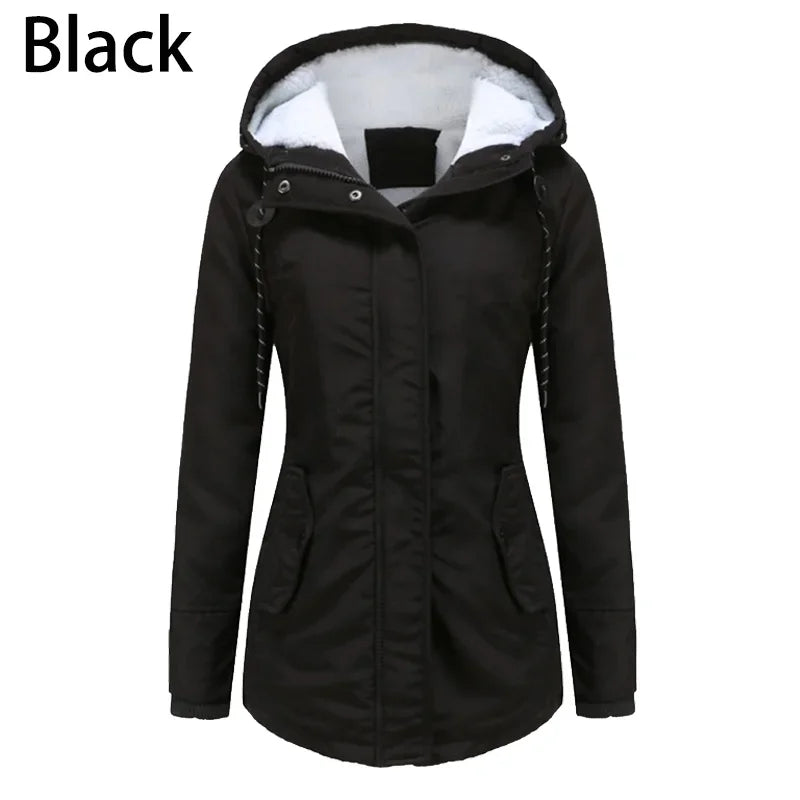 Women's Autumn Winter Coat Warm Solid Plush Thickened