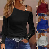 Womens Fashion Lace Knitted Long Sleeve Tunic TShirt