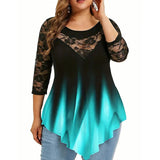 Womens Lace 34 Sleeve Tunic Tops Ladies Gradient