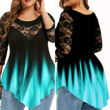 Womens Lace 34 Sleeve Tunic Tops Ladies Gradient