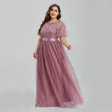 Women's Plus Size Mesh A-Line Sequin Embroidery Evening