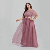 Women's Plus Size Mesh A-Line Sequin Embroidery Evening