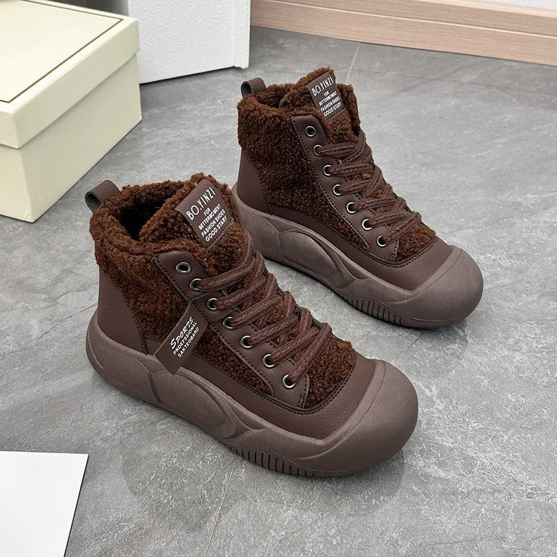 Women's Winter Ankle Boots New Casual Sports Warmed Skateboard Shoes Woman Platform Plus Plush Snow Boot Footwear Botas De Mujer