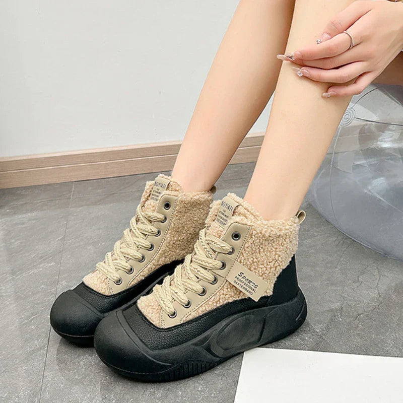 Women's Winter Ankle Boots New Casual Sports Warmed Skateboard Shoes Woman Platform Plus Plush Snow Boot Footwear Botas De Mujer