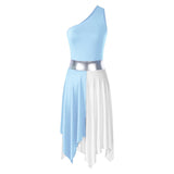 Womens Lyrical Dance Costumes One Shoulder Asymmetrical Color