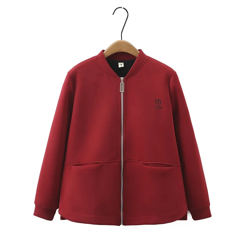 Womens Plus Size Zipper Jacket Autumn Casual Clothing