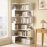 Wood Bookcase Magazine Rack Kitchen Corner White Shelf