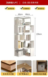 Wood Bookcase Magazine Rack Kitchen Corner White Shelf