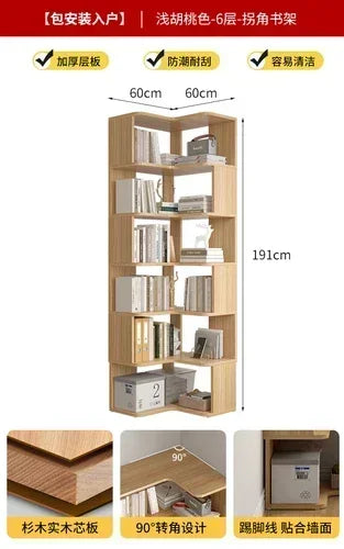 Wood Bookcase Magazine Rack Kitchen Corner White Shelf