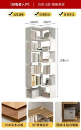 Wood Bookcase Magazine Rack Kitchen Corner White Shelf