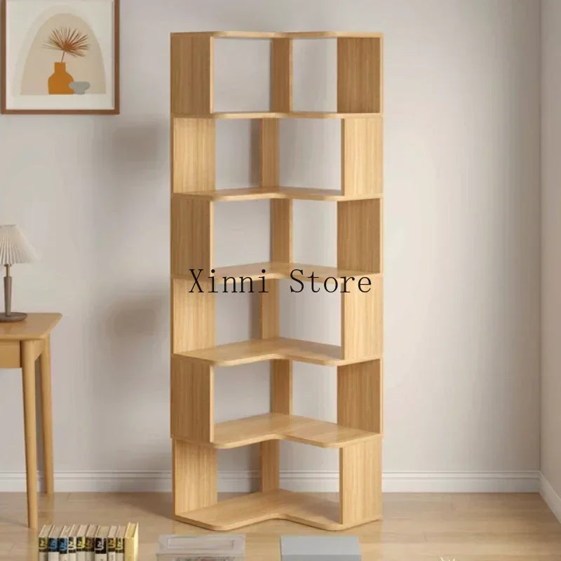 Wood Bookcase Magazine Rack Kitchen Corner White Shelf