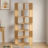 Wood Bookcase Magazine Rack Kitchen Corner White Shelf