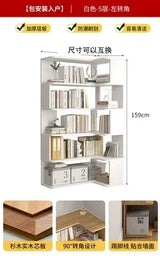 Wood Bookcase Magazine Rack Kitchen Corner White Shelf