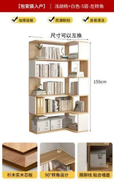 Wood Bookcase Magazine Rack Kitchen Corner White Shelf