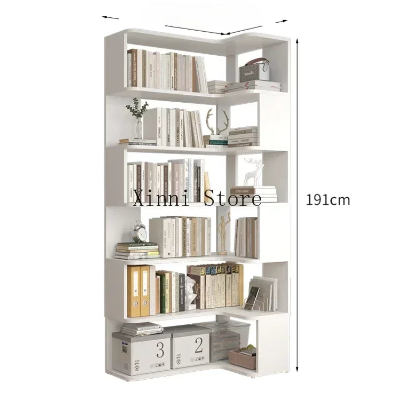 Wood Bookcase Magazine Rack Kitchen Corner White Shelf