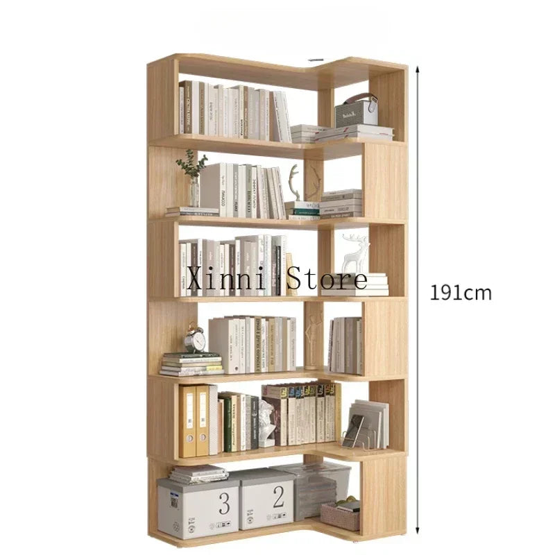 Wood Bookcase Magazine Rack Kitchen Corner White Shelf