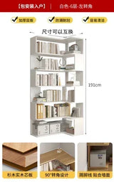 Wood Bookcase Magazine Rack Kitchen Corner White Shelf