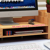 Wooden Desk Organizer W/ Drawer File Storage Monitor