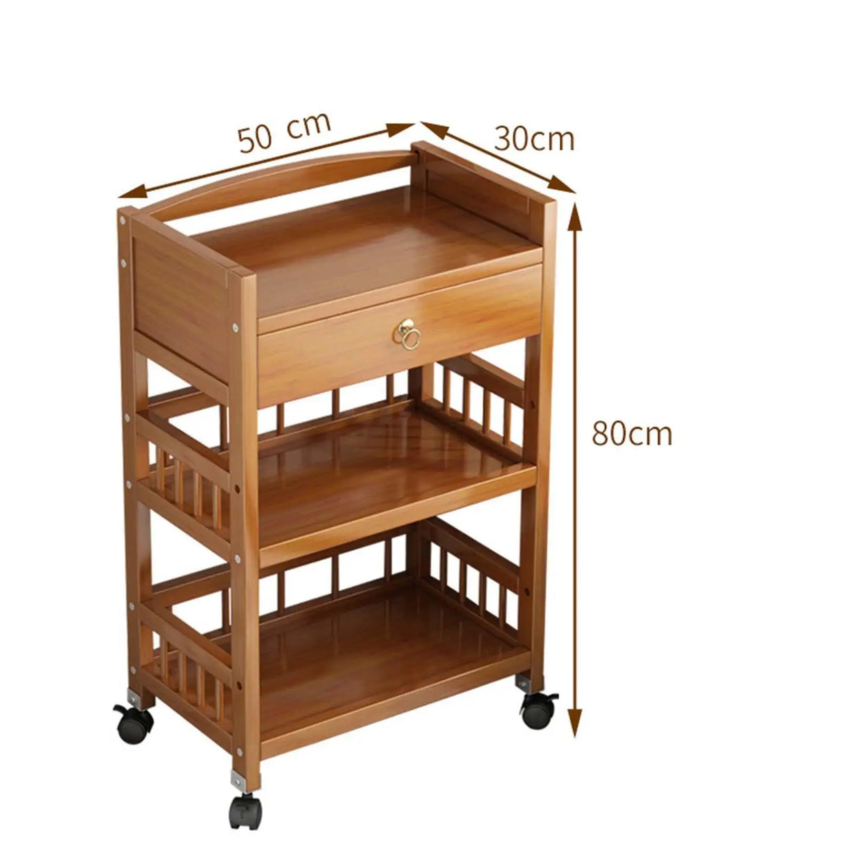 Wooden Movable Tea Table with Wheels Corner Cabinet