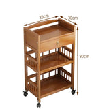 Wooden Movable Tea Table with Wheels Corner Cabinet