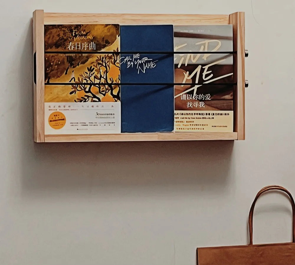 Wooden Wall Magazine Racks Shelves Storage Display Corner