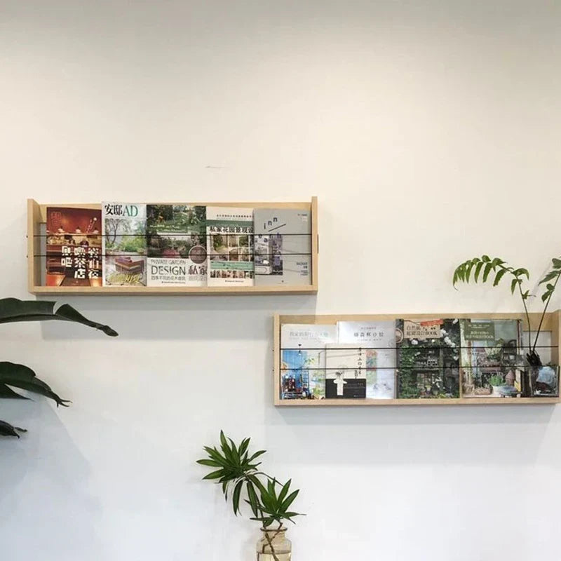 Wooden Wall Magazine Racks Shelves Storage Display Corner
