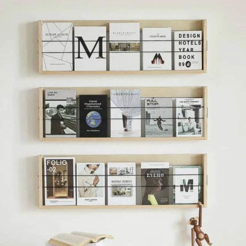 Wooden Wall Magazine Racks Shelves Storage Display Corner