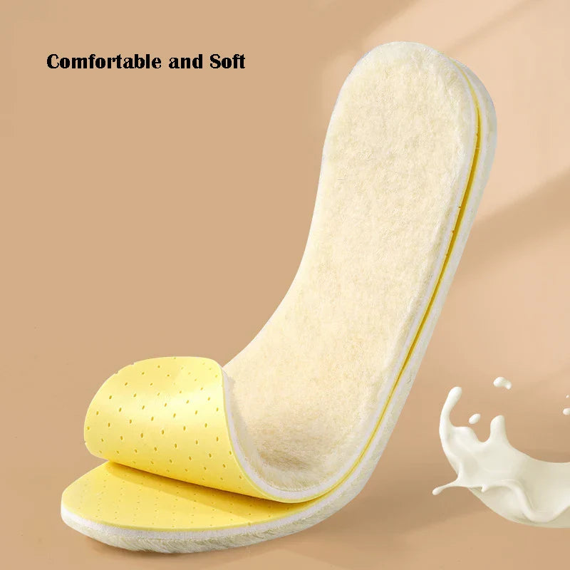 Wool Latex Insoles Men Women Winter Keep Heated