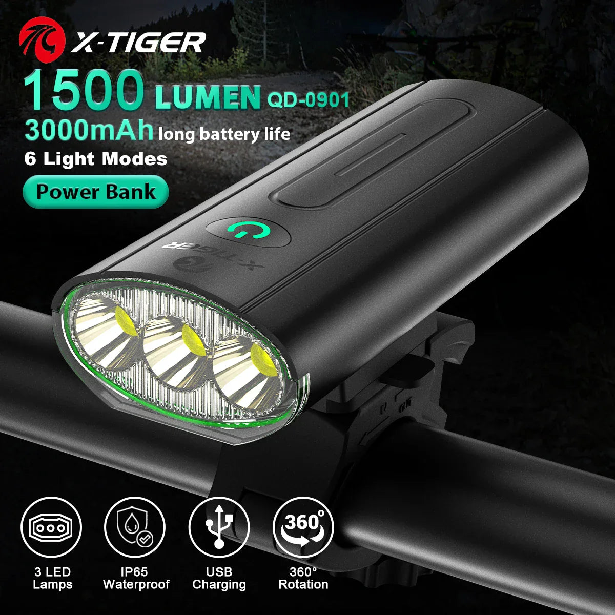 X-TIGER Bicycle Lights Waterproof USB Charging Bike Light