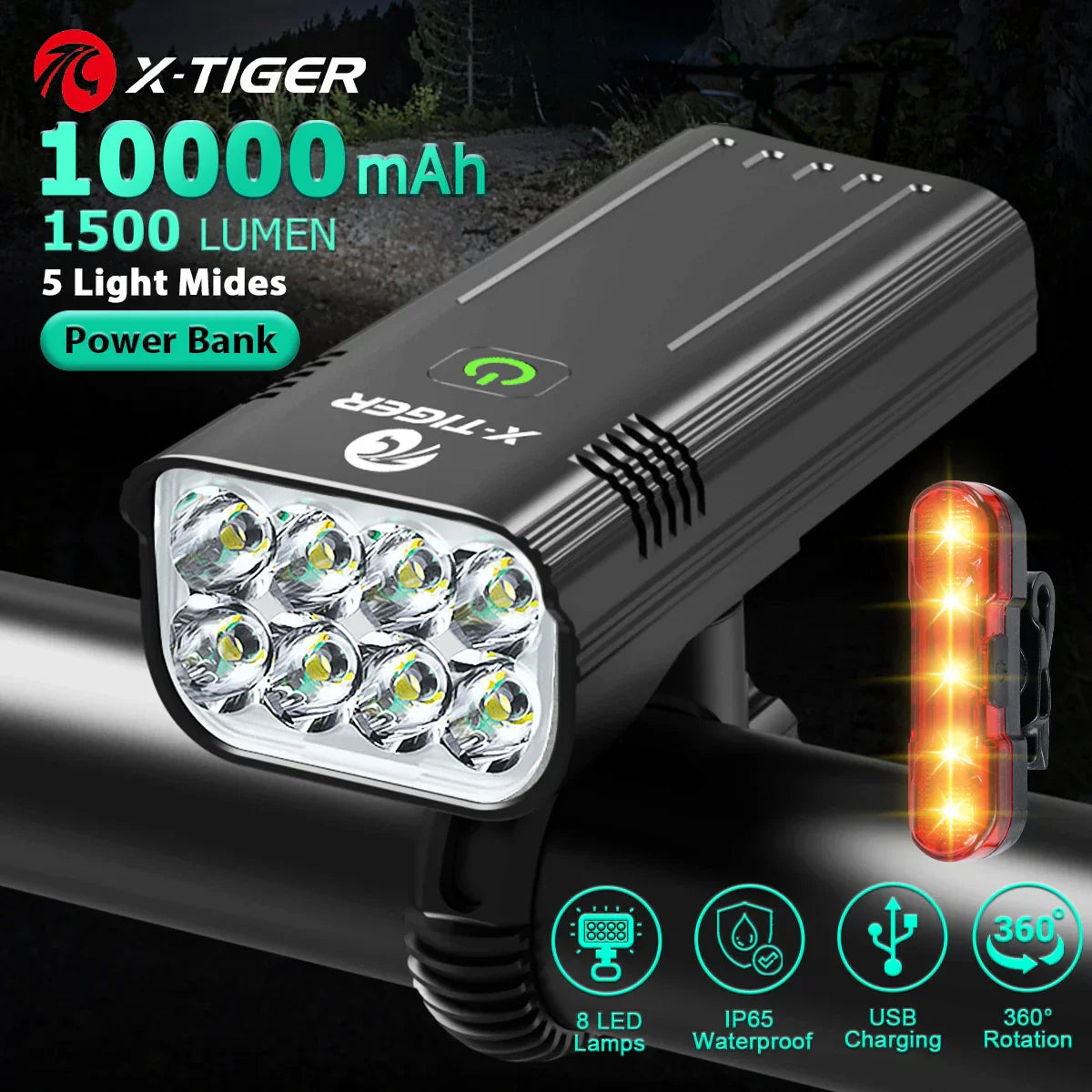 X-TIGER Bicycle Lights Waterproof USB Charging Bike Light