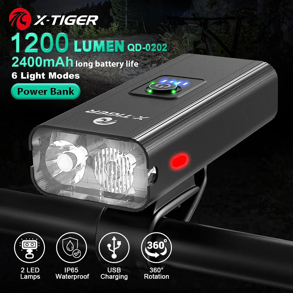 X-Tiger Bike Light Headlight Bicycle Lamp With Power