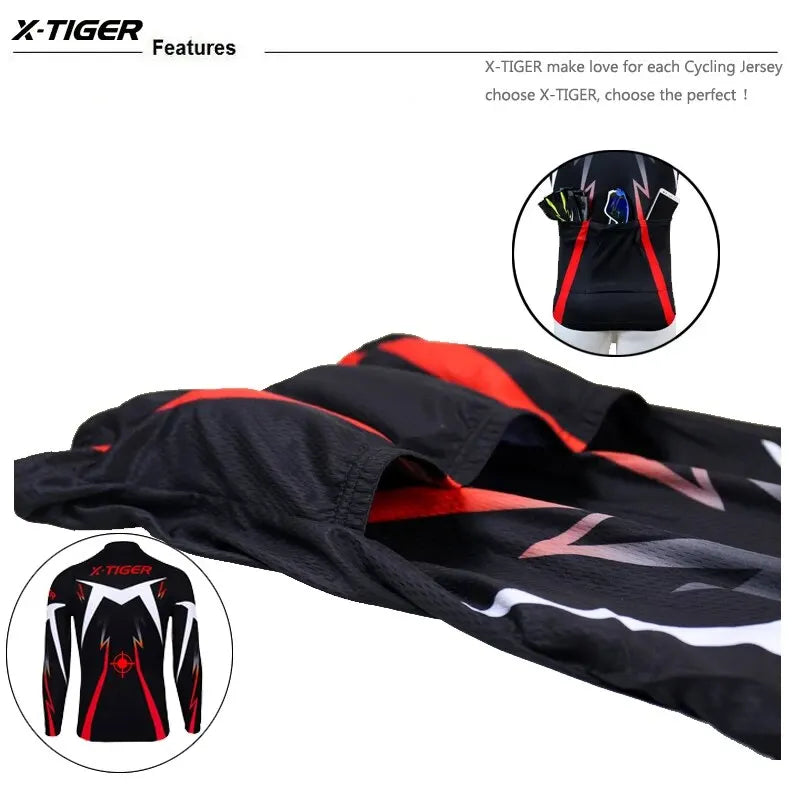 X-Tiger Long Sleeve Cycling Jersey MTB Bicycle Clothing