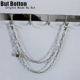 Y2K Punk Metal Cross Skeleton head Chain Pearl