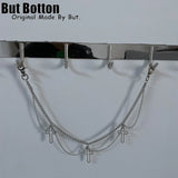 Y2K Punk Metal Cross Skeleton head Chain Pearl