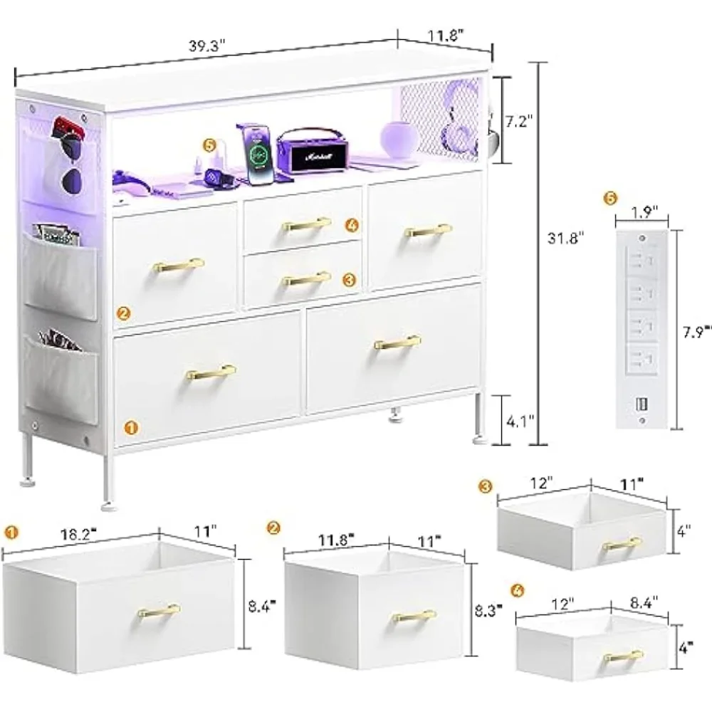 YILQQPER Dresser for Bedroom TV Stand with Power