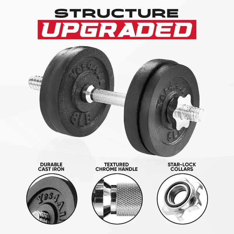 Yes4All Cast Iron Weights Adjustable Dumbbell Sets for