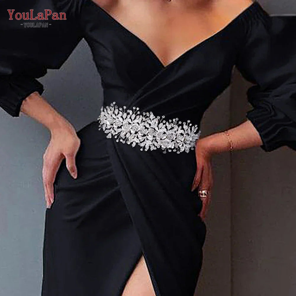 YouLaPan SH349 Elegant Wedding Dresses Belt Alloy Flower