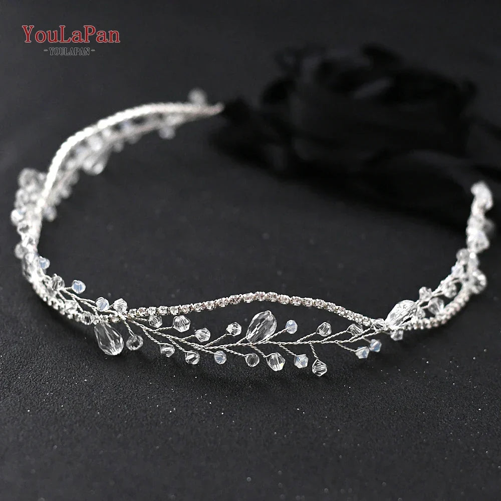 YouLaPan SH93 Clear Crystal Bridal Belts Thin Bridal