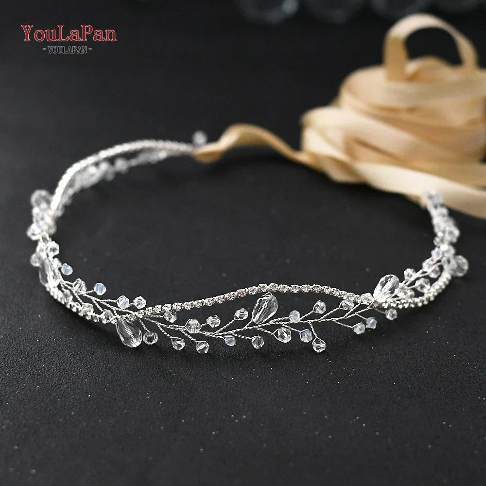 YouLaPan SH93 Clear Crystal Bridal Belts Thin Bridal