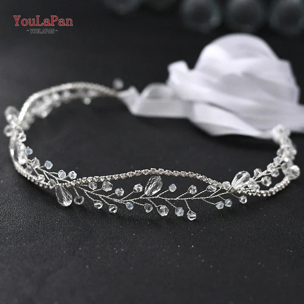 YouLaPan SH93 Clear Crystal Bridal Belts Thin Bridal