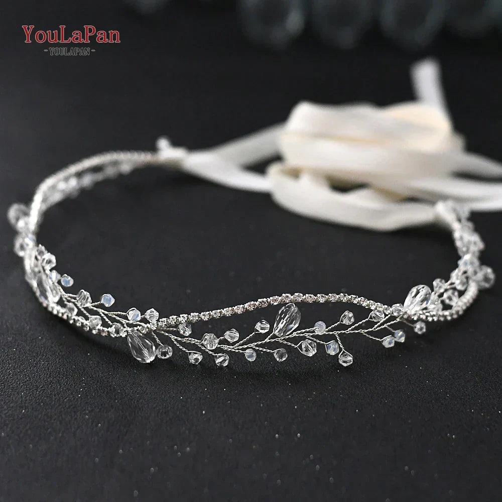 YouLaPan SH93 Clear Crystal Bridal Belts Thin Bridal