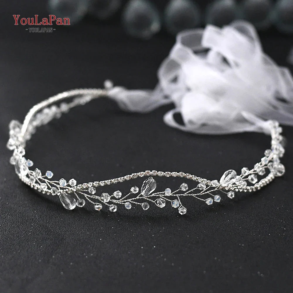 YouLaPan SH93 Clear Crystal Bridal Belts Thin Bridal