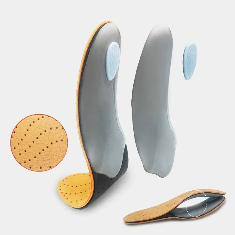 cowhide Shoes Insole Leather Orthotic Insoles Flat Feet