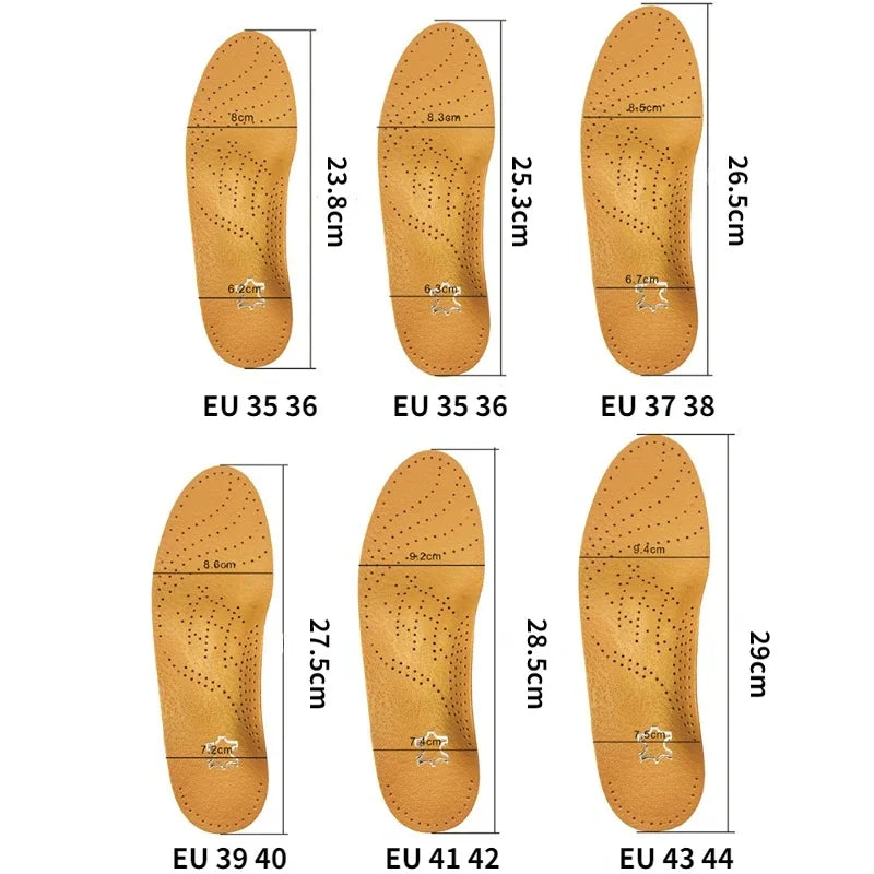 cowhide Shoes Insole Leather Orthotic Insoles Flat Feet