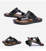 Men's Black Leather Casual Sandal