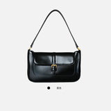 genuine Leather women shoulder bag cowhide material black